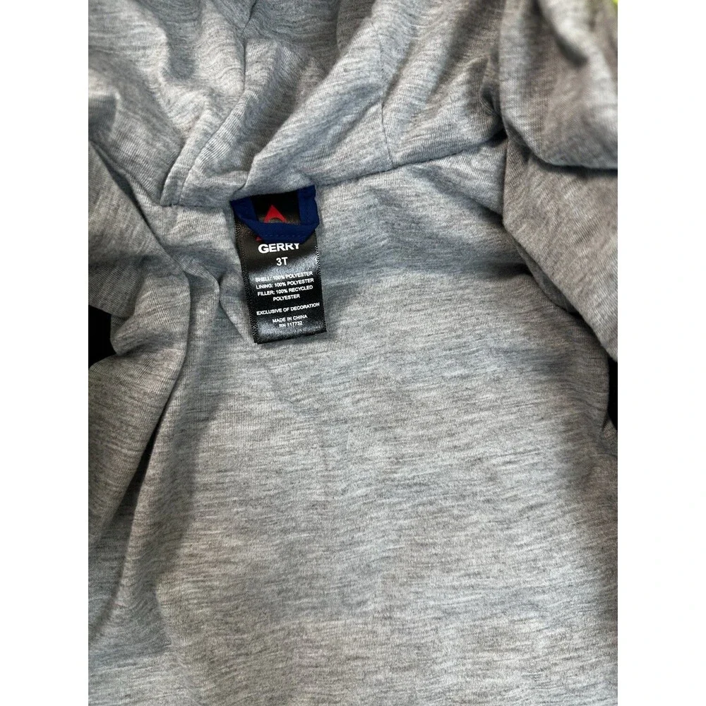 Gerry Boys Puffer Jacket 3T Blue Hooded Coat Neon Trim
